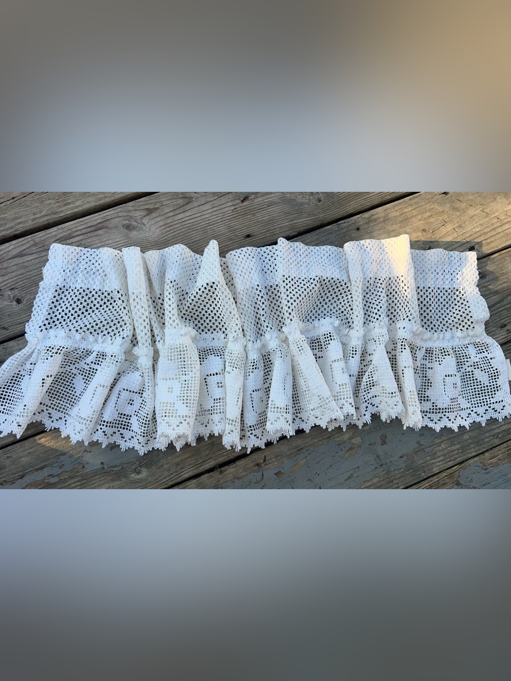 jcpenney White Crochet Lace Curtain Valance 62 wide